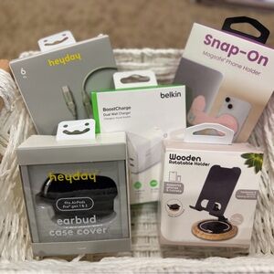 Belkin boost dual wall Phone charger and accessories bundle. All brand new!
